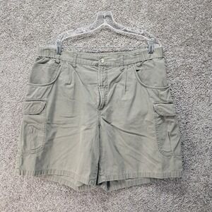 Columbia Mens Cargo Shorts 38 Olive Green Cotton Canvas Pleated Hiking XM4071